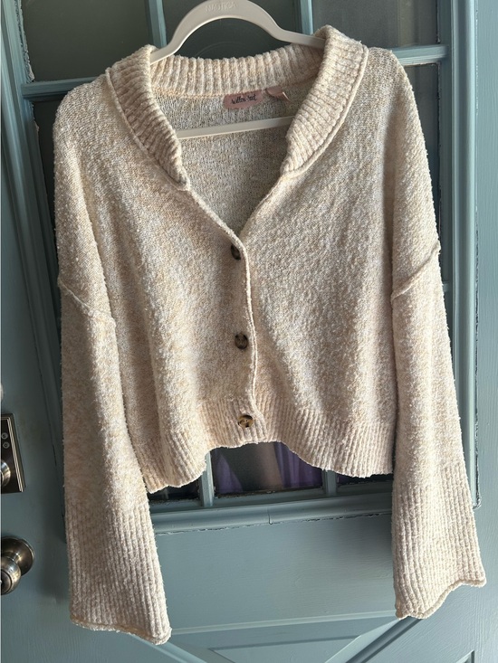 willow & root Sweaters - Willow & Root Buckle BKE Marled Knit Oversized Cardigan Sweater Cream Off White